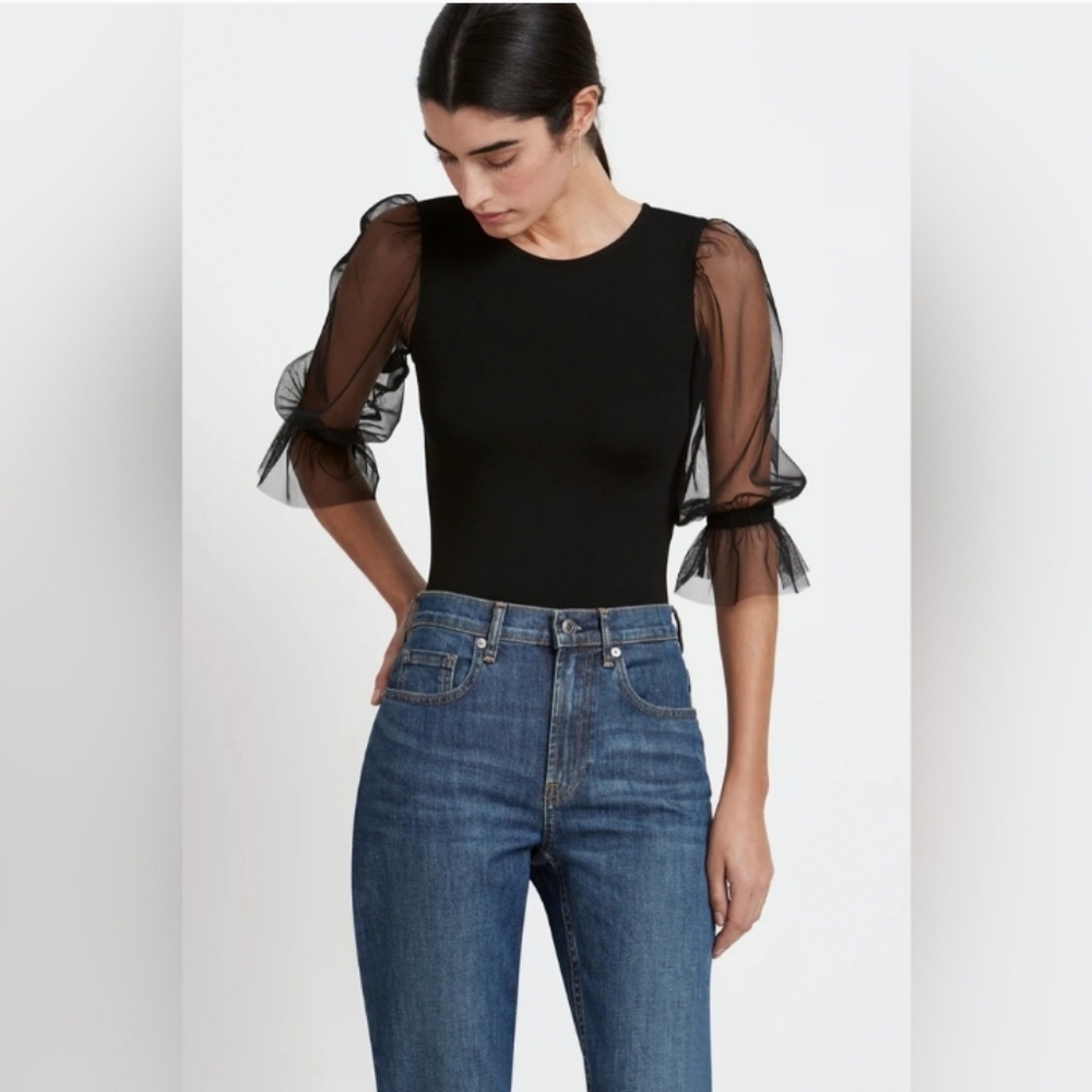 Elegant Black Sheer Sleeve Blouse